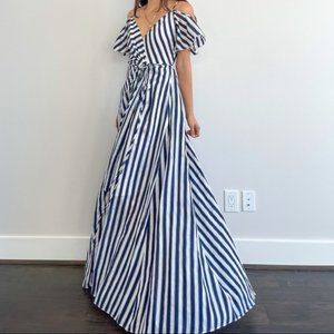 Vici Blue White Striped Wrap Maxi Dress
